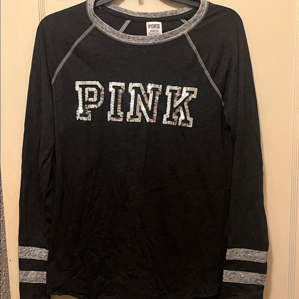 PINK Victoria's Secret Charcoal Long Sleeve Top Size S
